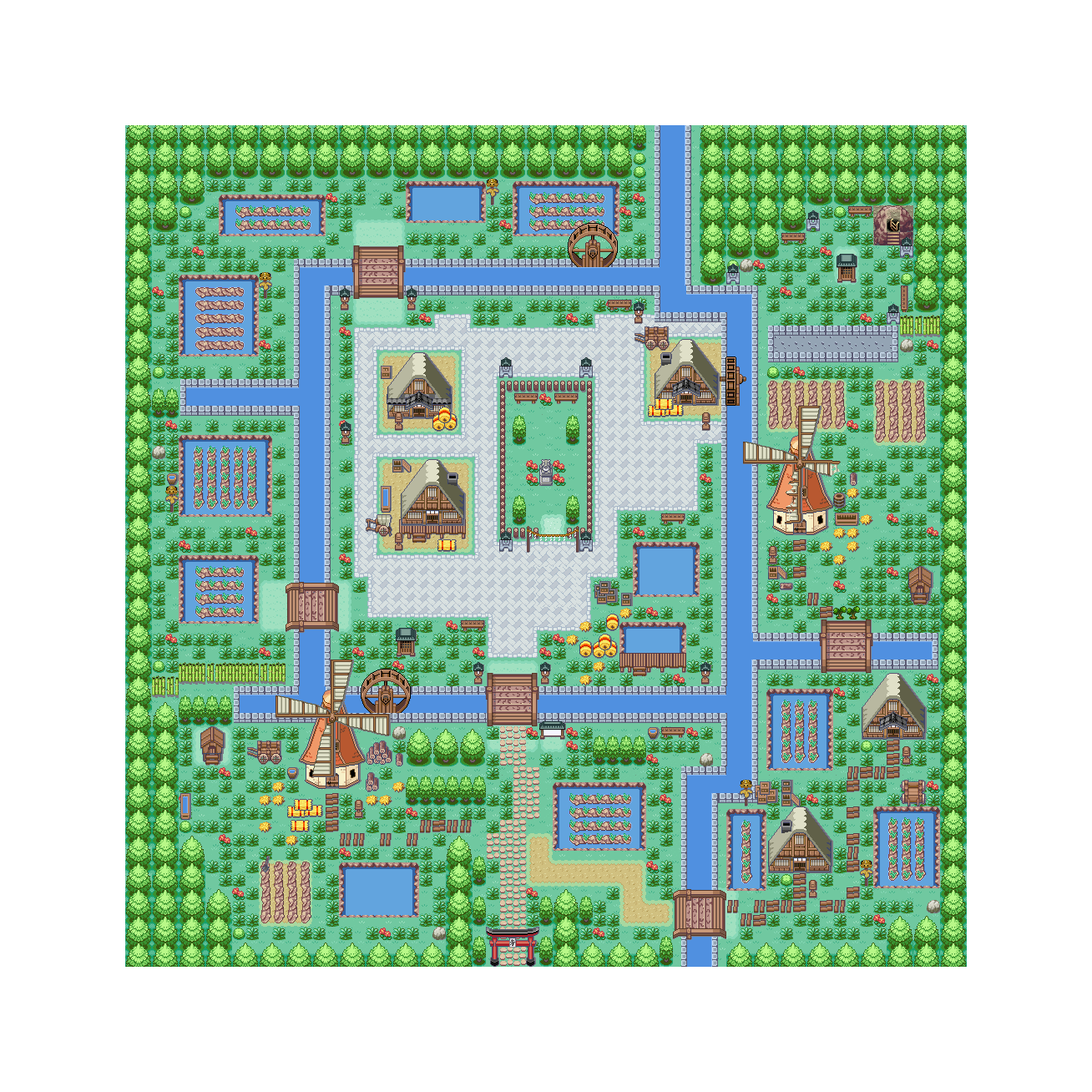 Japanese Town on Gen 3 Pokémon style